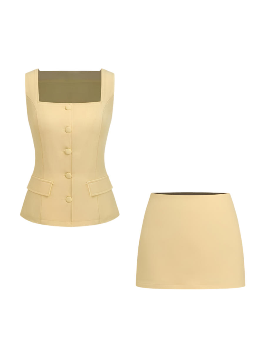 Conjunto de chaleco con falda